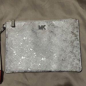 Michael Kors Silver Floral Pouch